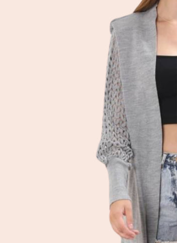 MESH SLV LONG CARDIGAN