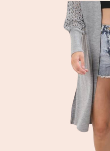 MESH SLV LONG CARDIGAN