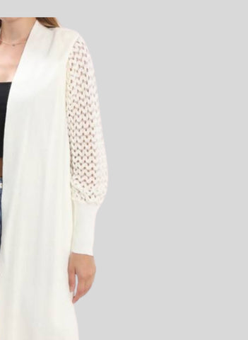 MESH SLV LONG CARDIGAN