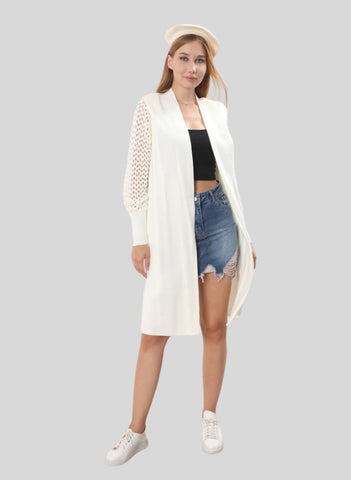 MESH SLV LONG CARDIGAN