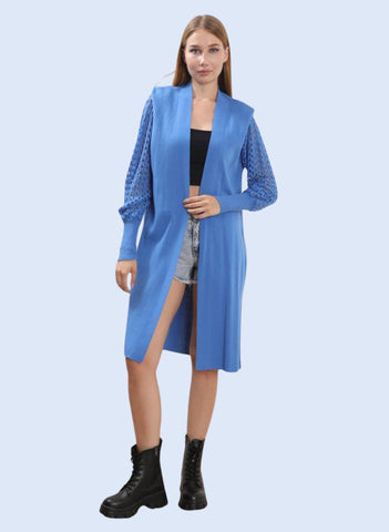 MESH SLV LONG CARDIGAN