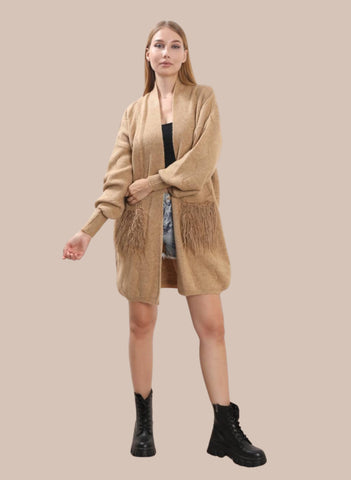 LIGHT WEIGHT CARDIGAN furr pkt